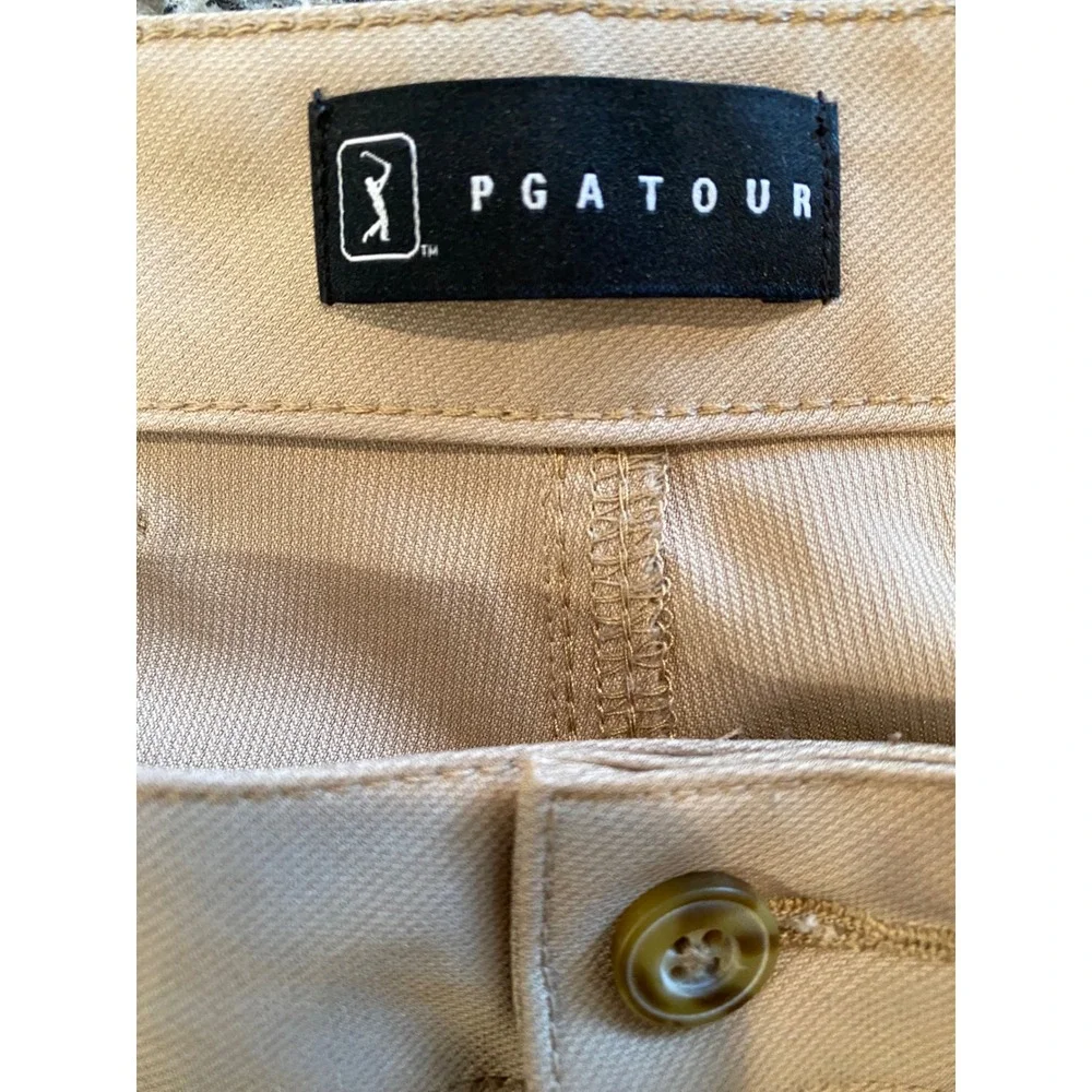 PGA Tour Mens Golf‎ Pants Khaki Tan Straight Leg 5-Pocket Stretch Trousers 34x30